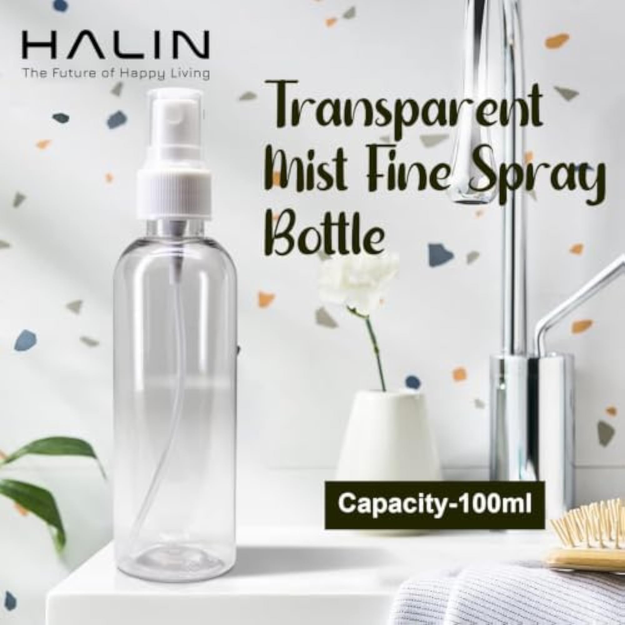 Fine Mist Spray Bottles, 100ml and 50ml, Clear Plastic